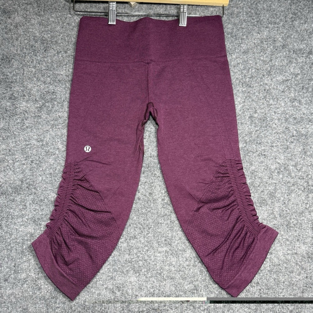 Lululemon In The Flow Crop Ribbed Ruched Seamless Leggings Women's 6
